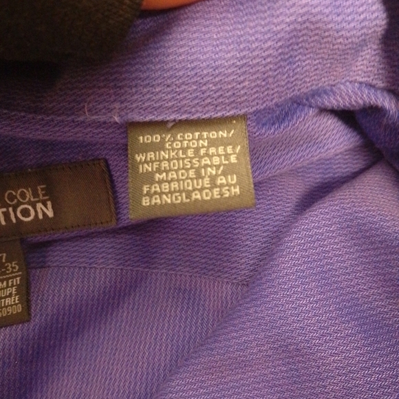 Kenneth Cole Reaction Purple Slim Fit 17 100% Cotton Button Down Shirt - Picture 4 of 6